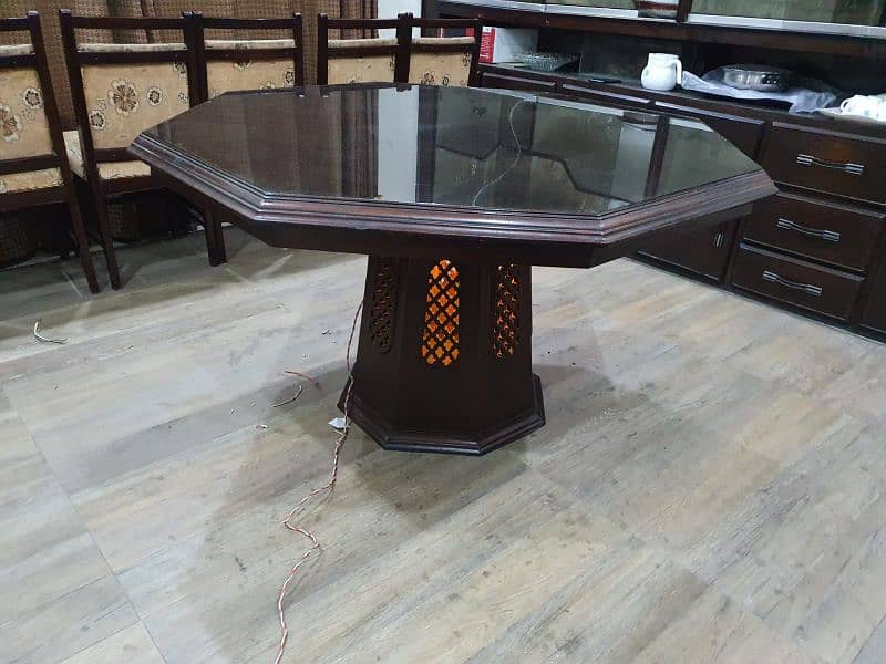 6 chair dining table with bottom lamp made of solid wood (deyar) 12