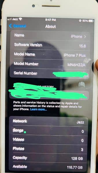 iPhone 7 plus official PTA prove, 128 gb condition 95% price montb use 1