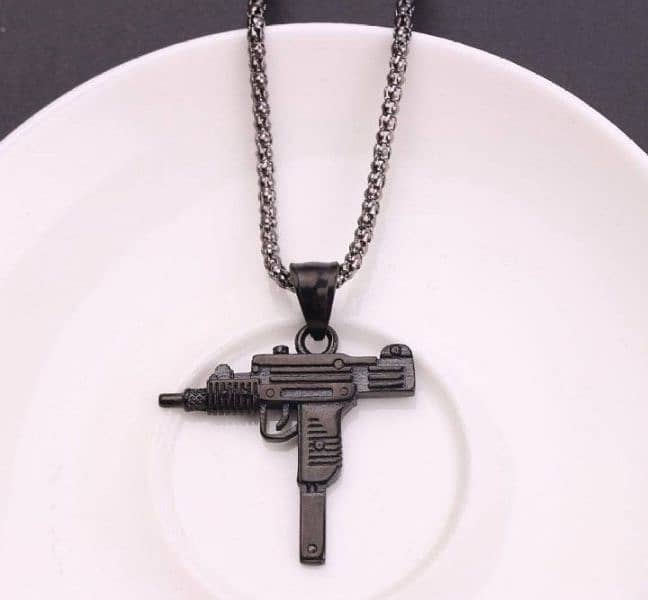 1 Pcs Alloy Silver plated Gun Design pendant For men 3