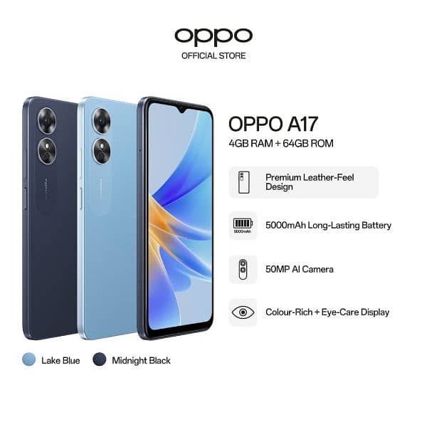 Oppo A17 50mp back 5000mah battery with free air 31 airpods 0