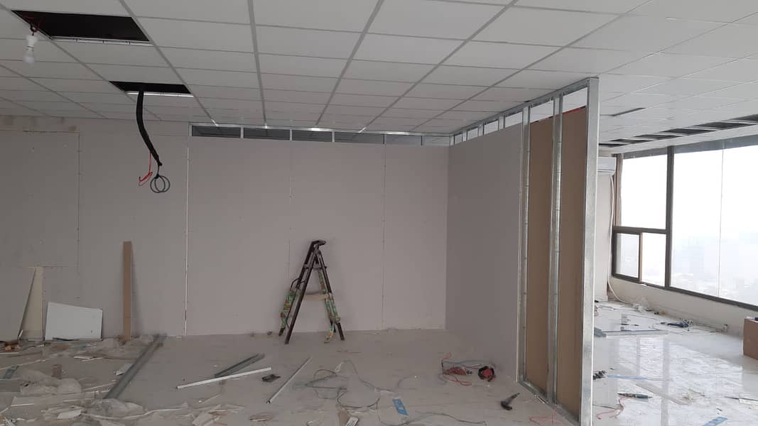 OFFICE PARTITION | GYPSUM BOARD & GLASS PARTITION | FALSE CEILING 9