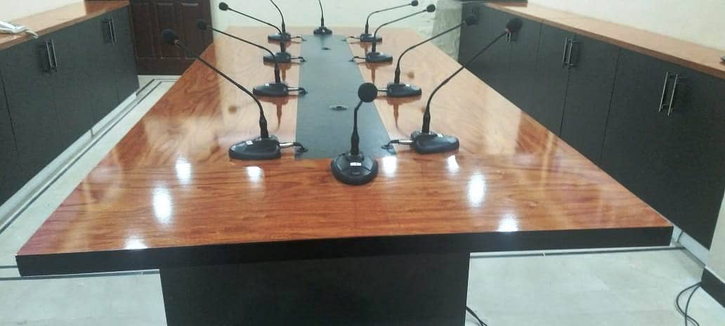 Hand Made Conference (Meeting) Table with 10 Table Microphone 0