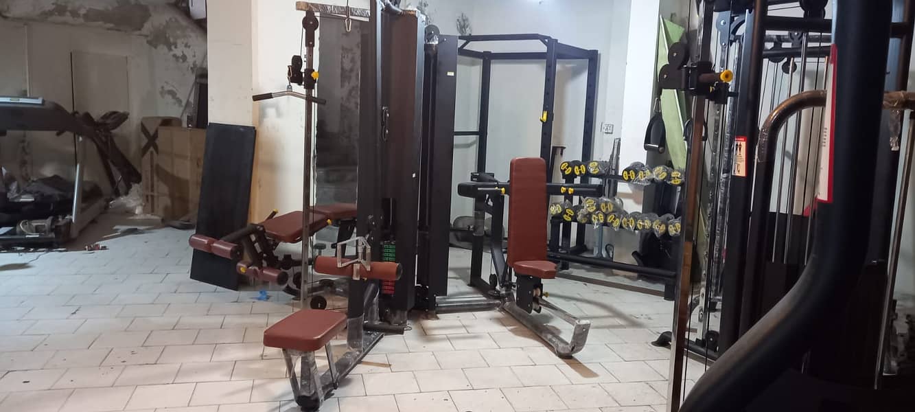 gym setup dumbel |commercial treadmill | elliptical | bench plate rods 2