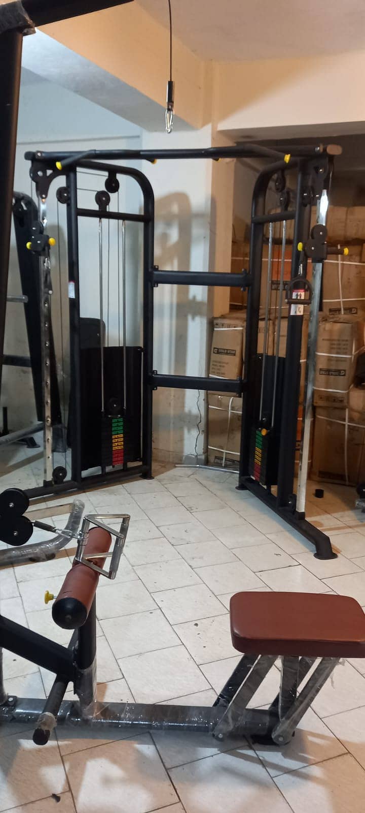 gym setup dumbel |commercial treadmill | elliptical | bench plate rods 4