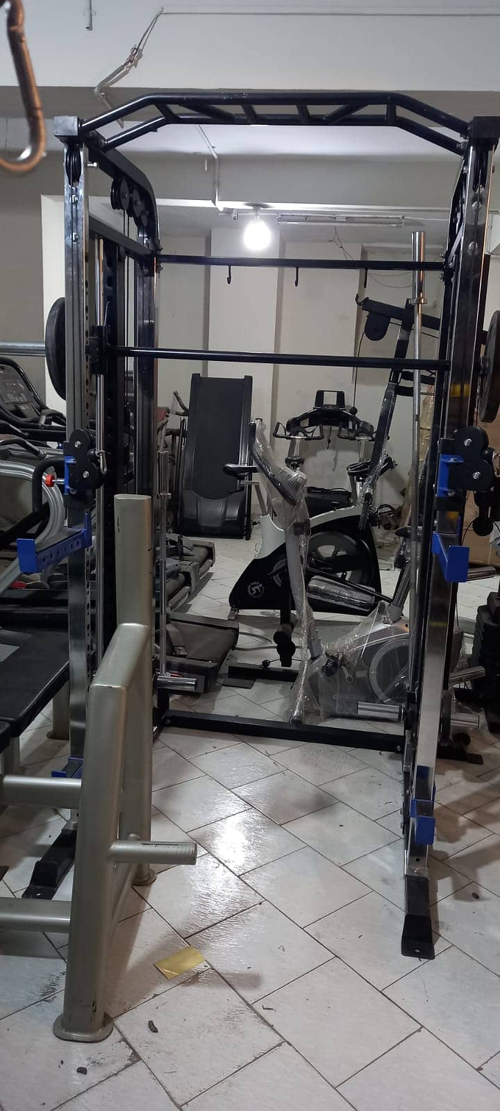 gym setup dumbel |commercial treadmill | elliptical | bench plate rods 9
