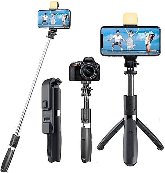 Bluetooth Selfie Sticks with Remote 3d Light 4in1 Mobile Stand 1