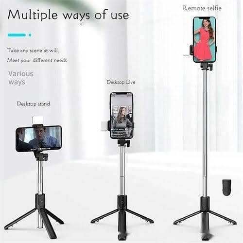 Bluetooth Selfie Sticks with Remote 3d Light 4in1 Mobile Stand 2