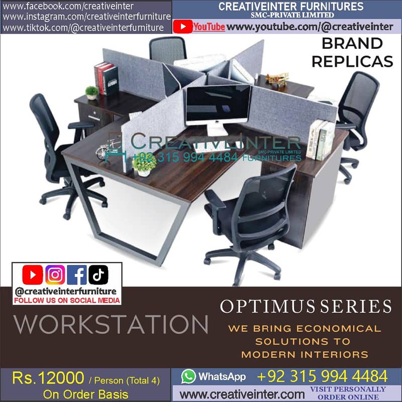 workstation Office table study desk chair computer staff working 15