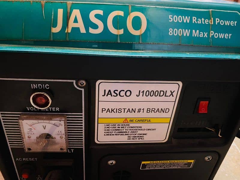 jasco 1 KVA generator home used 2 months warranty available 5