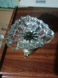 Vintage Crystal Ash Tray with Brass Stand 0