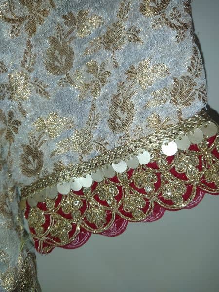 jamawar monochrome gharara Shirt with red dupatta 4