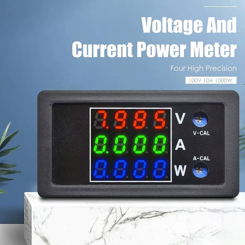 DC Solar 0-100V 1000W 10A LCD Digital Voltmeter Ammeter Wattmeter 0