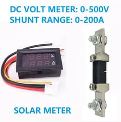 DC Solar Meter DC 0-500V 200A Voltmeter + Ammeter DC Solar Meter
