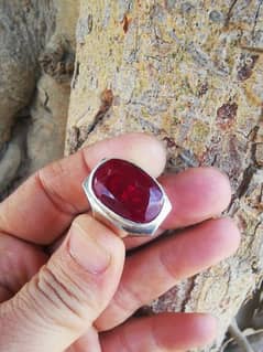 Ruby Stone with Silver Ring 0