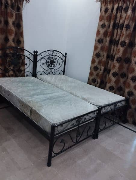 2 Single Iron rod Beds with MoltyFoam Master Spring Mattress 7