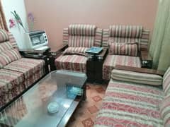 7 Seater Sofa Set / 2 Side Tables / 1 Centre Table / 1 Sethi / Wooden