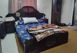 Double Bed with mattress, wooden bed , bed with side table for sale,