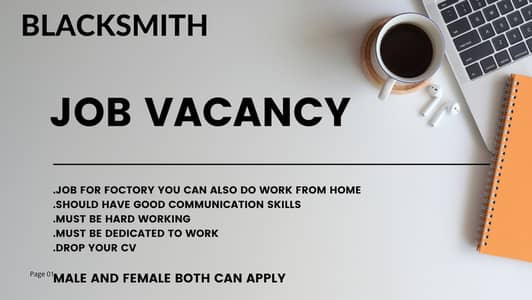 accountant or sales person required at ( BLACKSMITH )