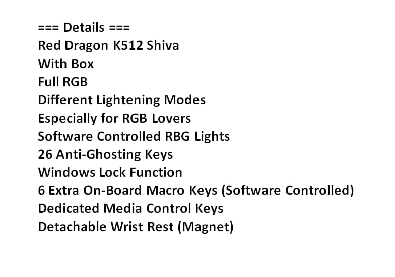 Redragon Shiva K512 RGB Gaming Keyboard With Box Programmable Keys 9