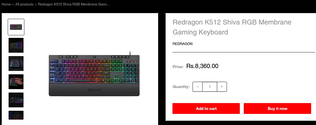 Gaming Keyboard With Box RGB Programmable Keys Redragon Shiva K512 9