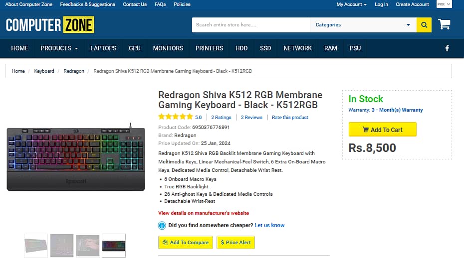 Gaming Keyboard With Box RGB Programmable Keys Redragon Shiva K512 10