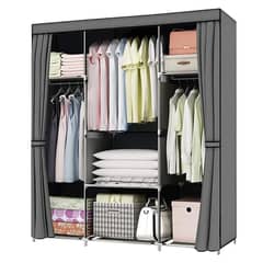 Foldable Canvas Wardrobe Clothes Rack with Dustproof 03276622003