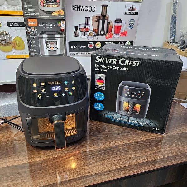 SILVER CREST 8 LITER LARGE AIR FRYER LCD TOUCH DISPLAY AIRFRYER NEW 15