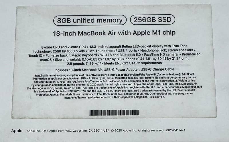 Mac Book Air 13 inch M1 Chip 256 GB SSD 3