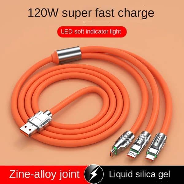 120w 3 in 1 fast charging cable available in wholesale and retail rate 5