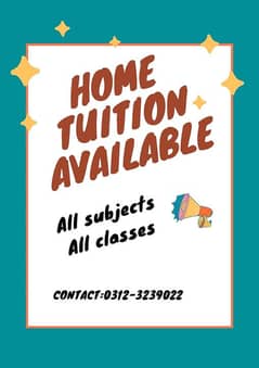 Home Tutor Available all over hyderabad