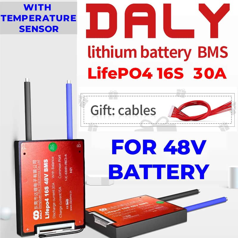 DALY LiFePo4 16S 48V 30A 50A 100A BMS For 48 Volte Battery Pack 3