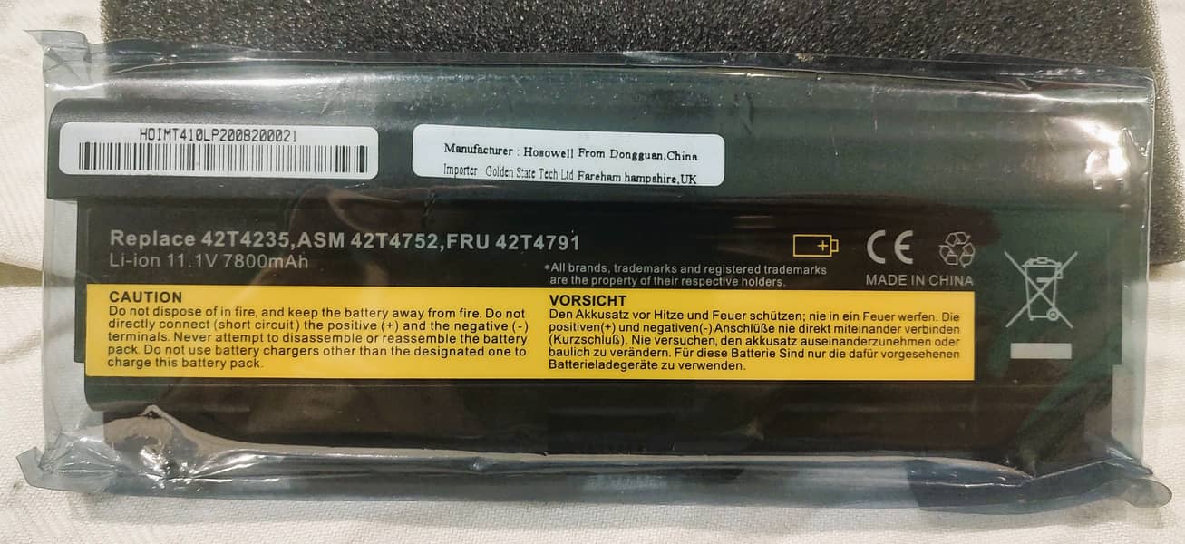 Lenovo Battery 42T4235 42T479 42T4752 42T4731 (11.1V 7800mAh) 3