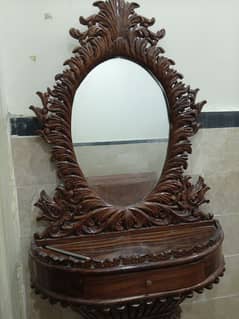 wooden mirror with table
