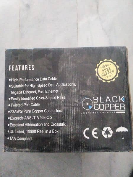 BLACK COPPER NETWORKING CABLE  ORIGINAL COPPER CAT 6 DOUBLE JACKET 2