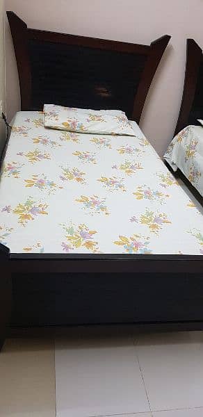 2 x Pure Wooden Single beds without Matress 1