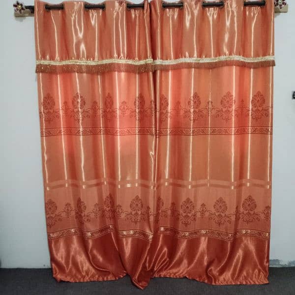 2 orange satin silk curtains 2