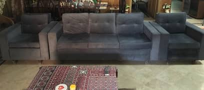 5 seater velvet sofa set, dark blue color 0