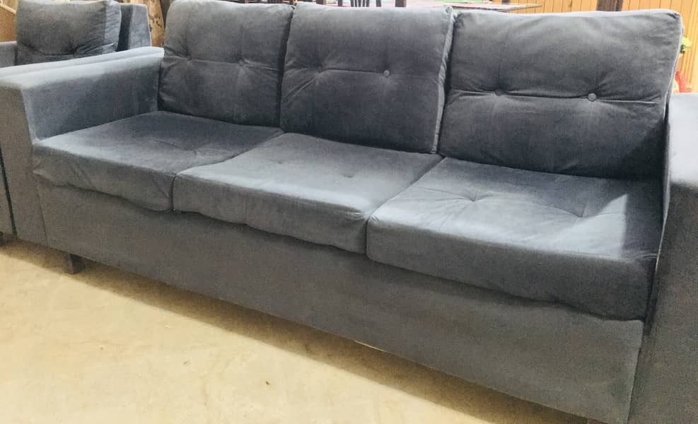 5 seater velvet sofa set, dark blue color 1