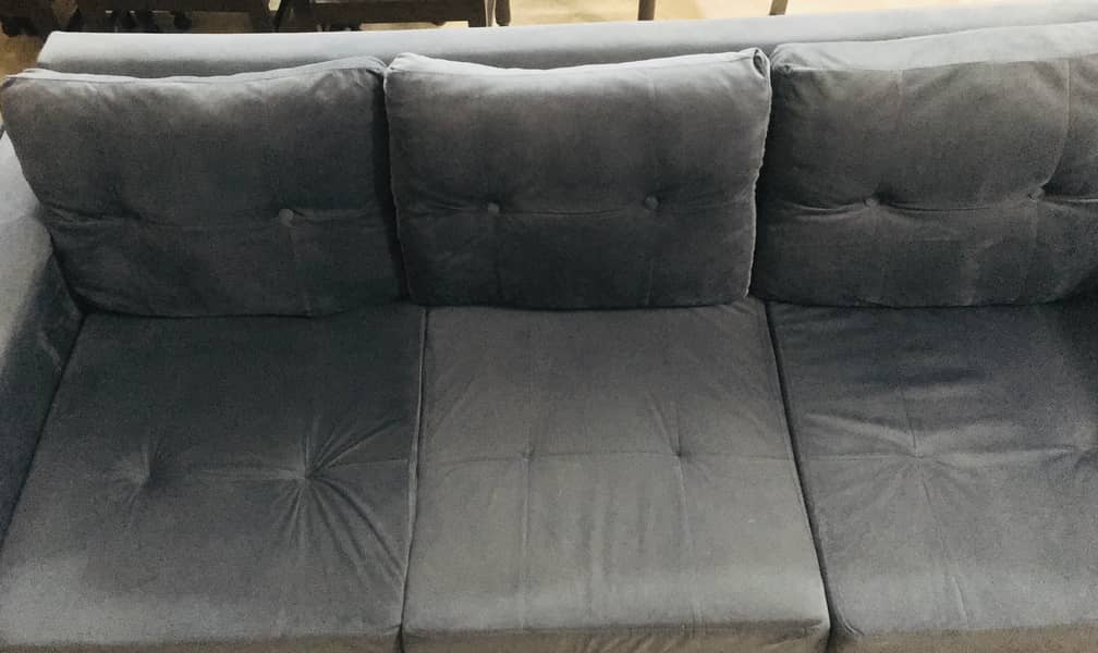 5 seater velvet sofa set, dark blue color 2