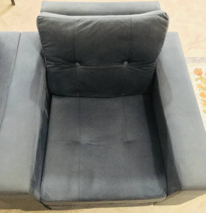 5 seater velvet sofa set, dark blue color 3