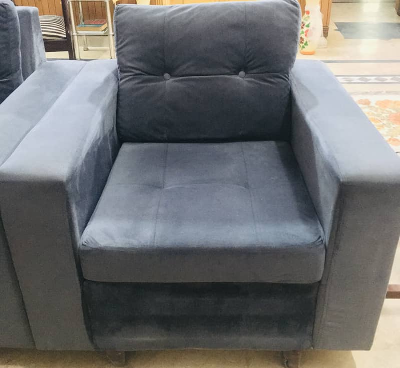 5 seater velvet sofa set, dark blue color 4