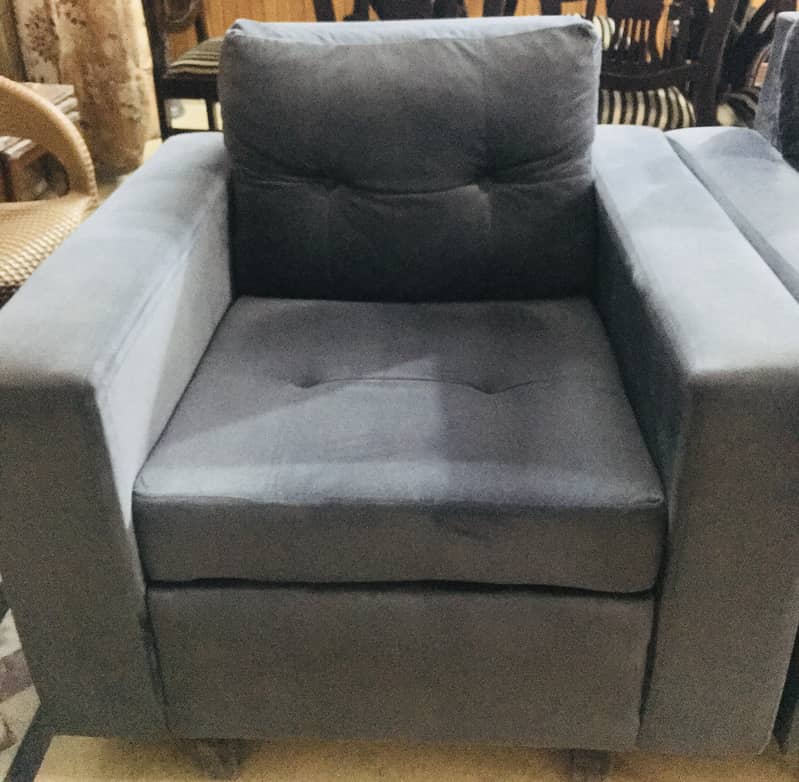5 seater velvet sofa set, dark blue color 6