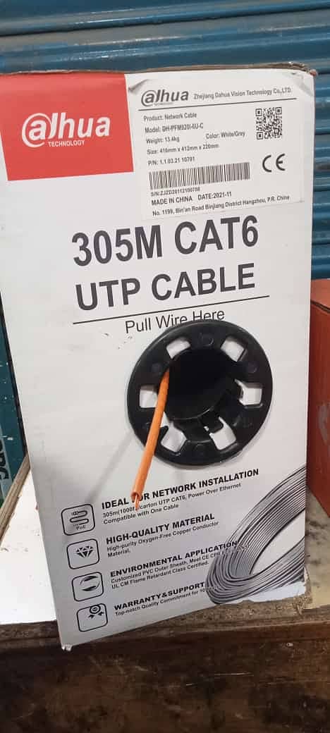 Dahua UTP CAT6 Cable Copper - White & Orange Availble bulk Quantity 3