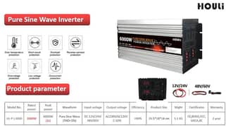Solar panel inverter 6000w 24v DC to AC