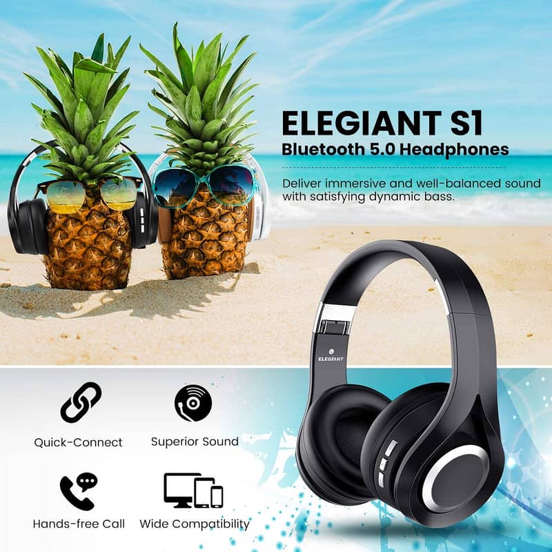 ELEGIANT Over-Ear Bluetooth 5.0 Headset Superior Bass with HiFi Stereo 1