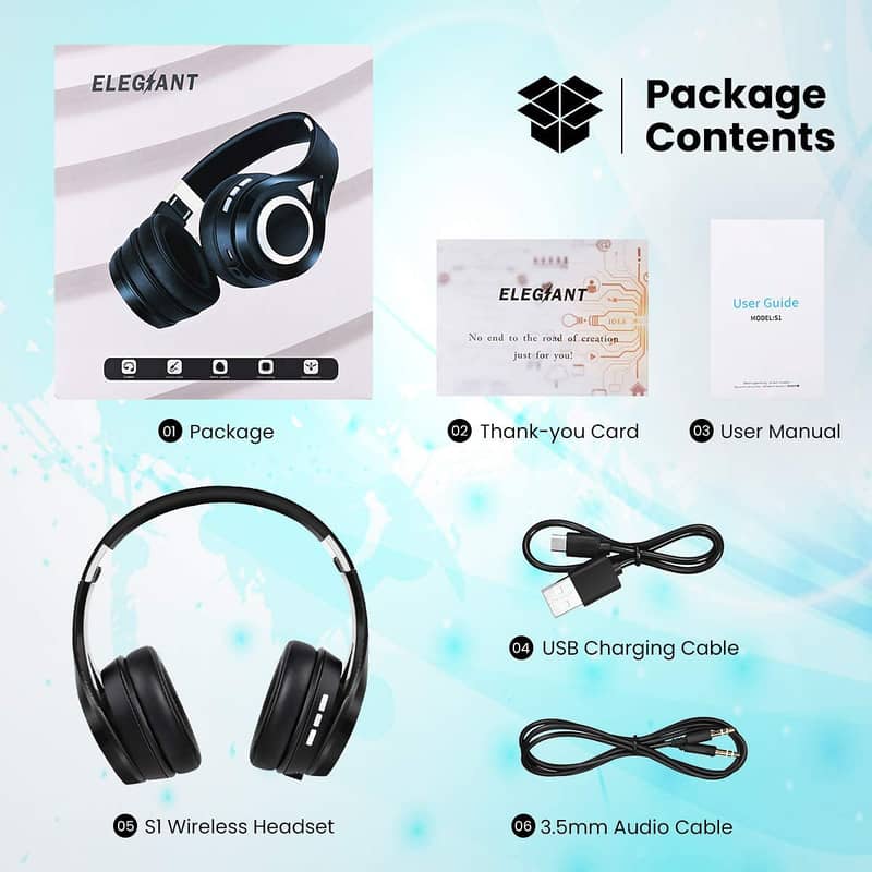 ELEGIANT Over-Ear Bluetooth 5.0 Headset Superior Bass with HiFi Stereo 3