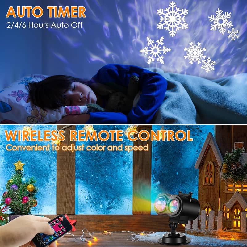 Halloween Christmas Projector Lights 2-in-1 Moving HD Patterns with 3D 3