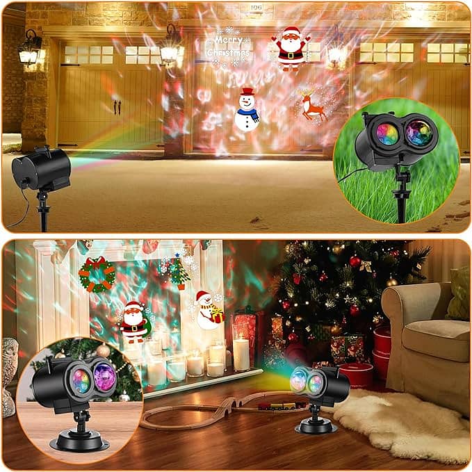 Halloween Christmas Projector Lights 2-in-1 Moving HD Patterns with 3D 5