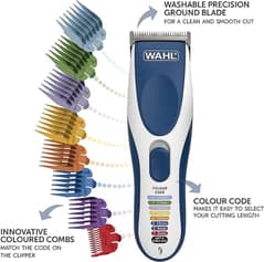 The Wahl Colour Pro Corded hair clipper features innovative coloured 0