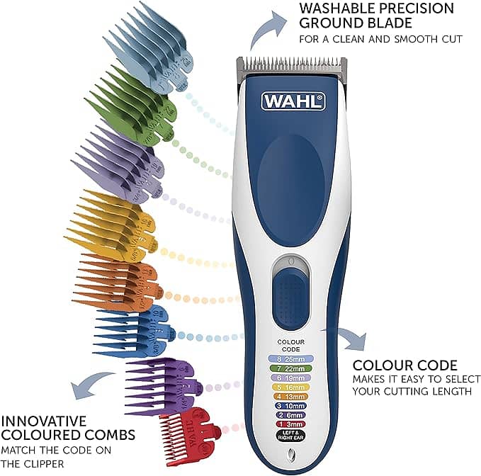 The Wahl Colour Pro Corded hair clipper features innovative coloured 0